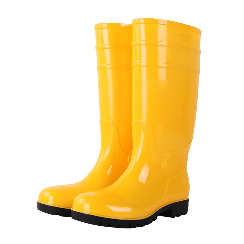 Steel Toe High Heel Rain Boot Gumboots Yellow Pvc Work Design Waterproof Wellington Farm Rain Boots