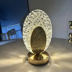 Modern Creative Light Luxury Crystal Table Lamp Simple Romantic Bedside Atmosphere with Battery Power Supply for Modern Bedrooms