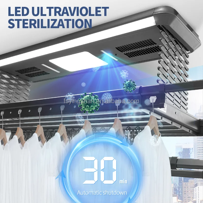 Smart Electric Automatic Aluminum Ceiling Clothes Dryer Rack  Balcony Garment Laundry Supplies