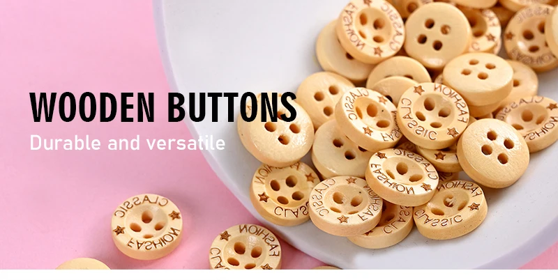 Wooden Buttons, 8 mm, 2 Holes, 50 pc