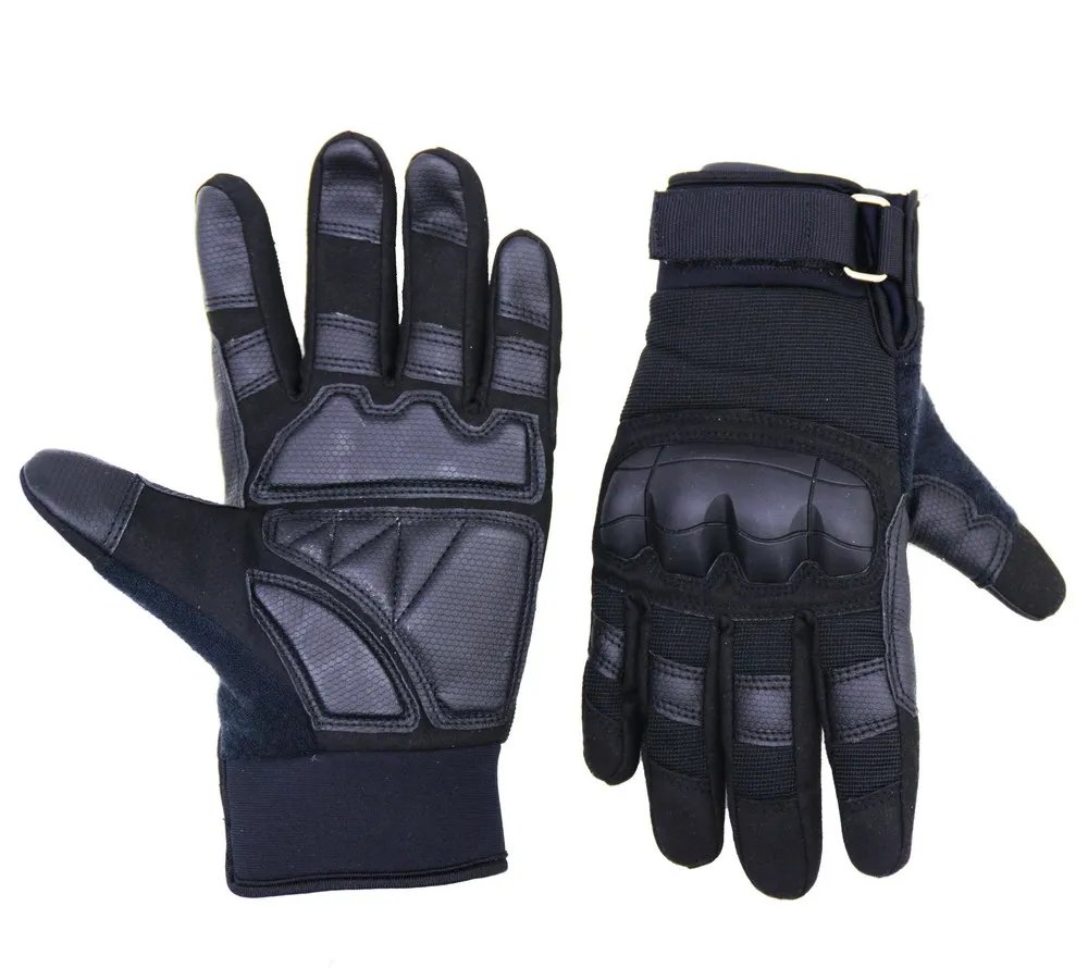 PRI Black Army Whole Full Finger Military Combat Gloves, Anti Impact Tactical Police Equipment