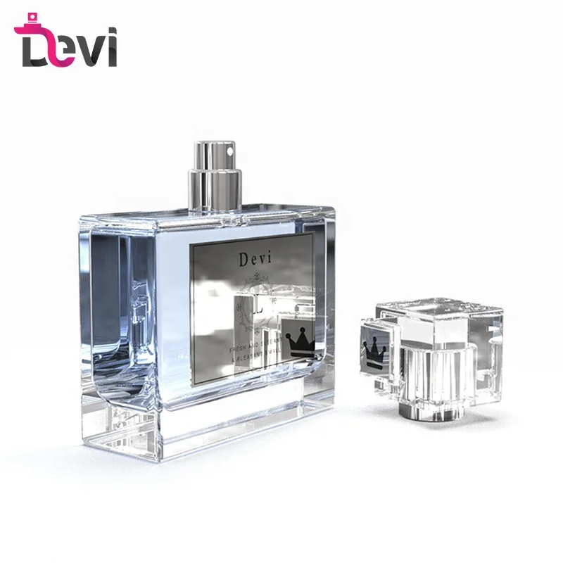 Custom Crystal Refillable Atomizer Spray Luxury Perfume Bottle 10ml 50ml 100ml Recyclable Empty Perfume Rectangular Glass Bottle