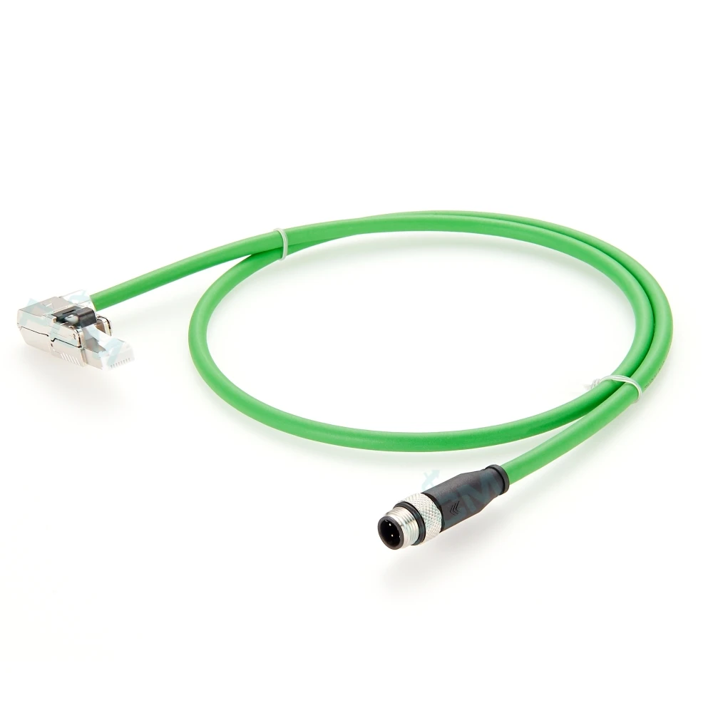 M12 D Coding to RJ45 Right Angle Profinet EtherCat Field Bus Ethernet Cable