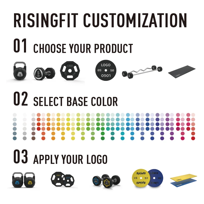 Rising Fitness Strength Training Free Weights Home Use Steel Core Black Unisex Rubber Bumper Dumbbells Set