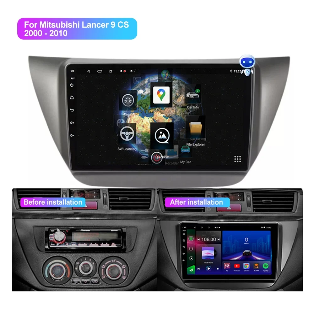 For Jmance 9 Inch 8 Core Android 11 Car for DVD Player DSP GPS RGB Compatible Mitsubishi Lancer 9 CS 2000-2010 Frame 4G Android