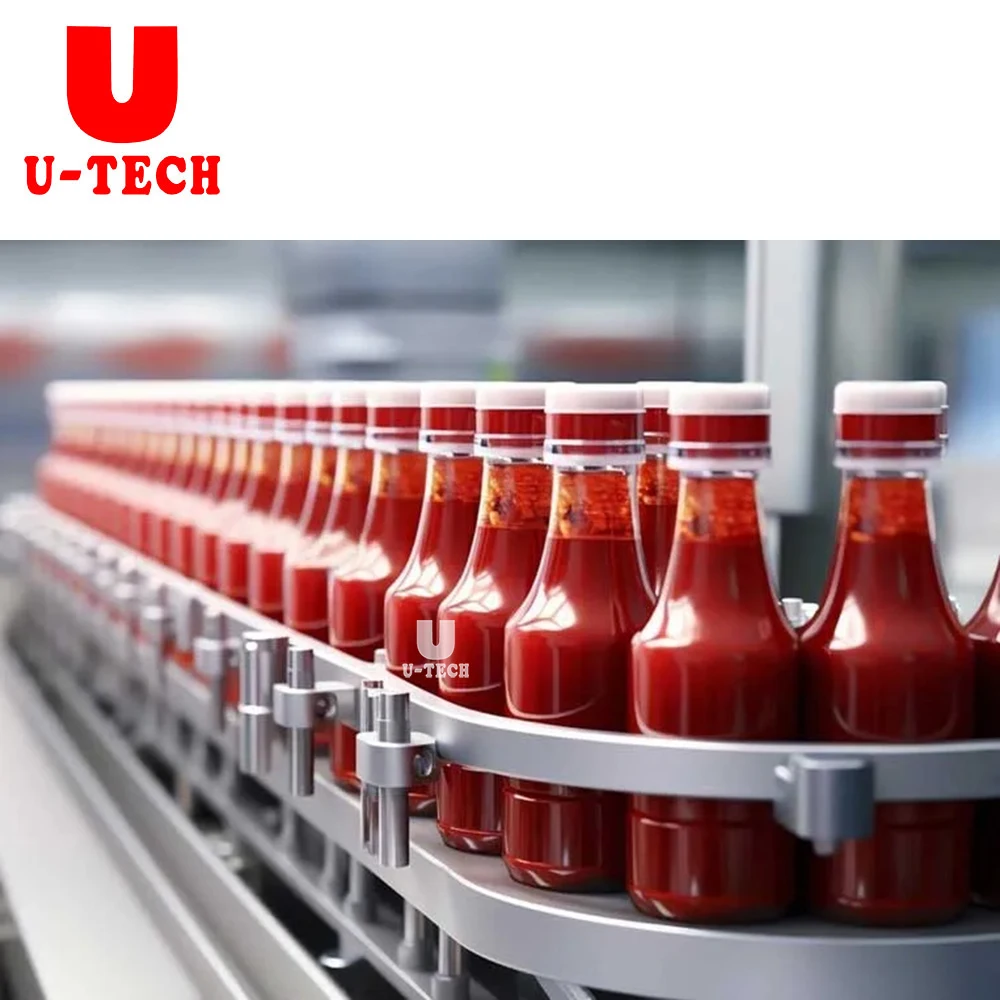 Automatic Piston Bottle Garlic Paste Bbq Chili Sauce Filling Production Line Seal Technology Print