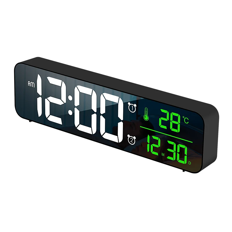 Digital LED Display Night Light  Indoor Wall Clock with Date Temperature Display