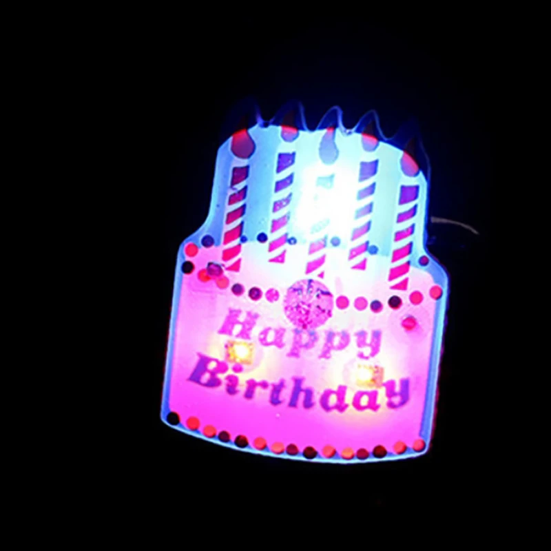 Red 3-LED Flashing Heart Shape Birthday Cake Badge Football & Star Badge New Ghost & Hat Design for Parties & Birthdays