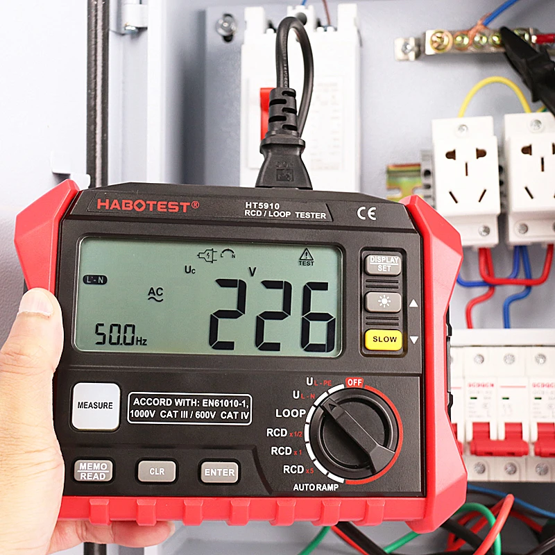 HABOTEST HT5910 Tripping Time Contact Currnt Alternating Black and Red Voltage RCD/LOOP Tester