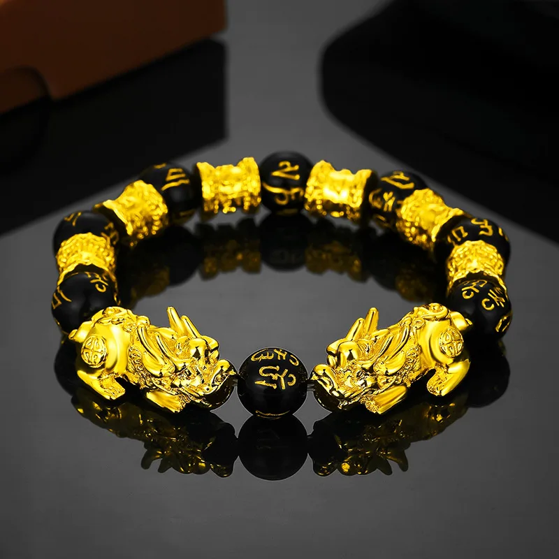 Gold Dragon Bracelet Black And Gold Good Luck Bracelet Golden