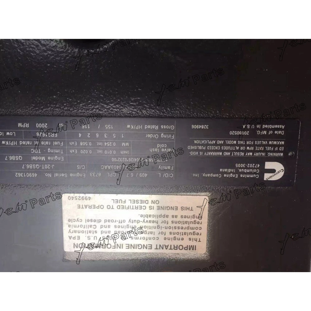 QSB6.7 Engine Assembly for Excavator Engine Repair Kit