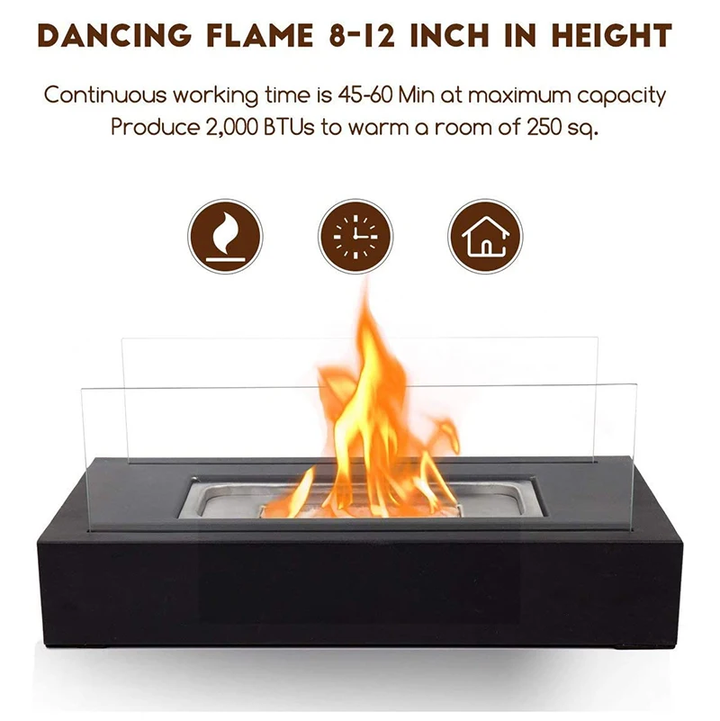 Tabletop Fire Pit Portable Alcohol Fireplace Bioethanol Ventless Table ...