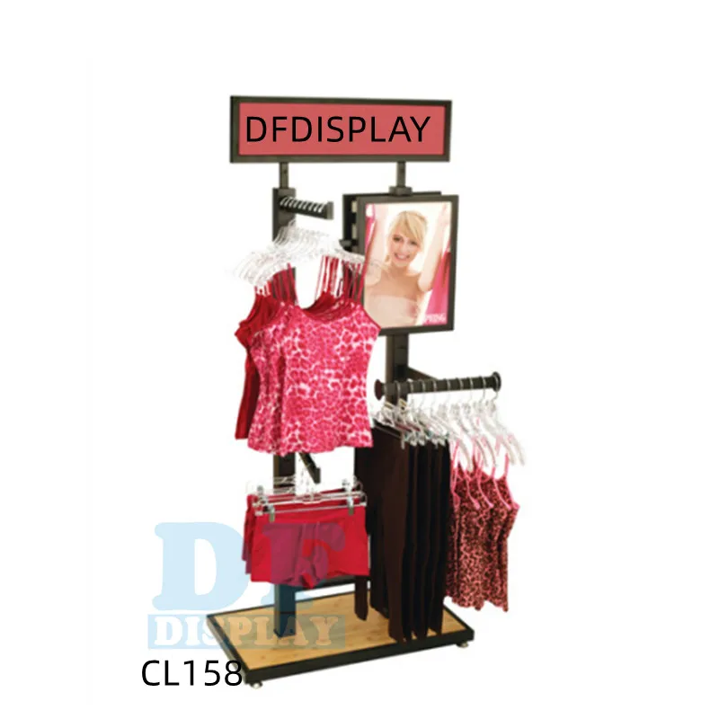 Cl158 Wood And Metal Cloth Display Rack,Clothes Hanging Display Stand