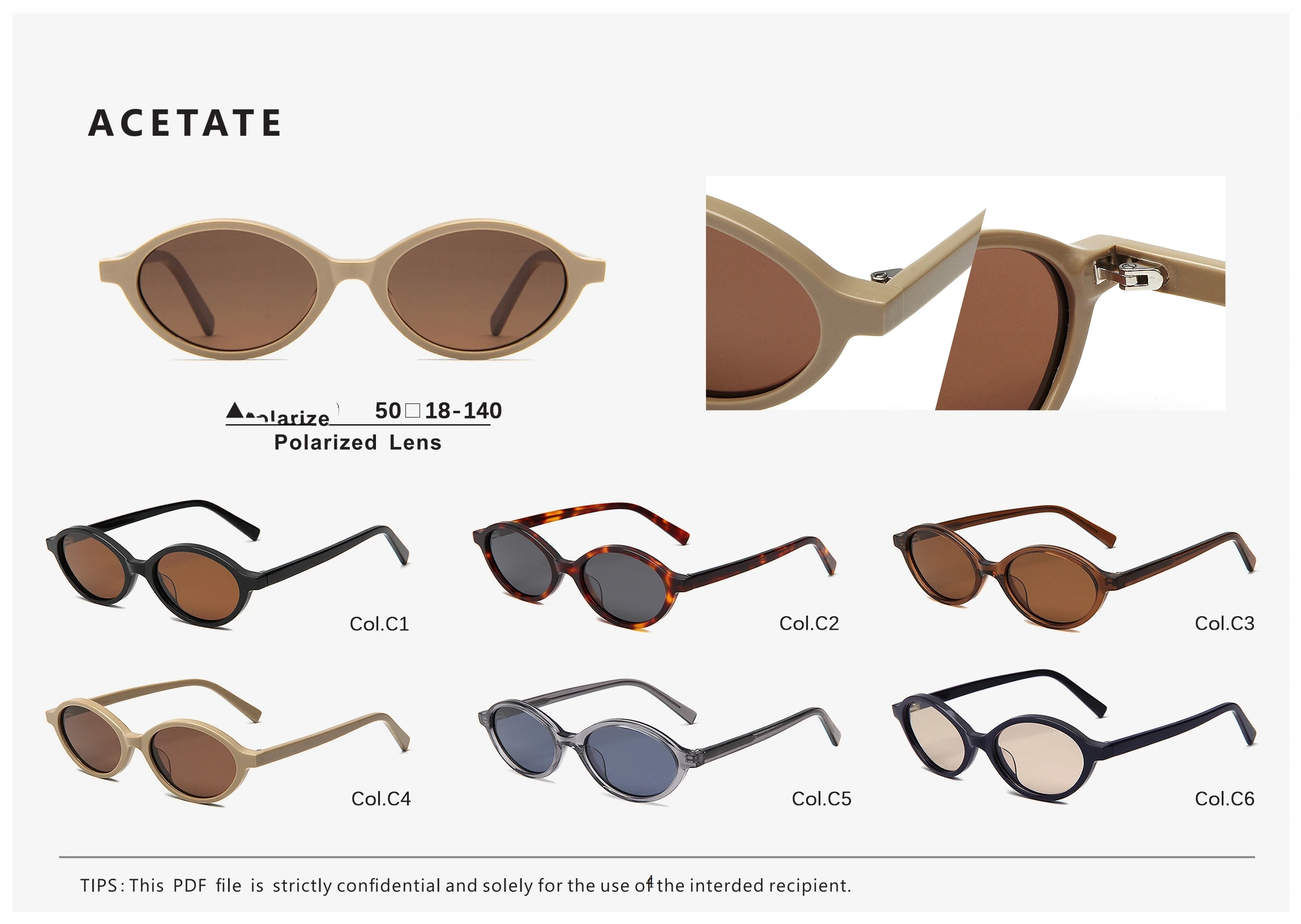 Vintage Square Cat Eye Sunglasses Polarized Lenses Lightweight Acetate Frame Clear Retro-Vintage Acetate Cat-Eye Polarized Sunglasses  main image 4