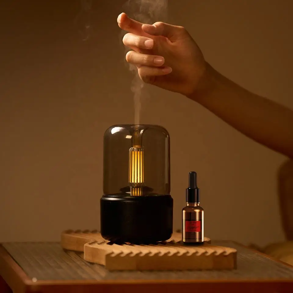 New 120ml Candlelight Essential Oil USB Air Humidifier Electric Ultrasonic Aroma Diffuser With Warm Candle Lamp for Home Office