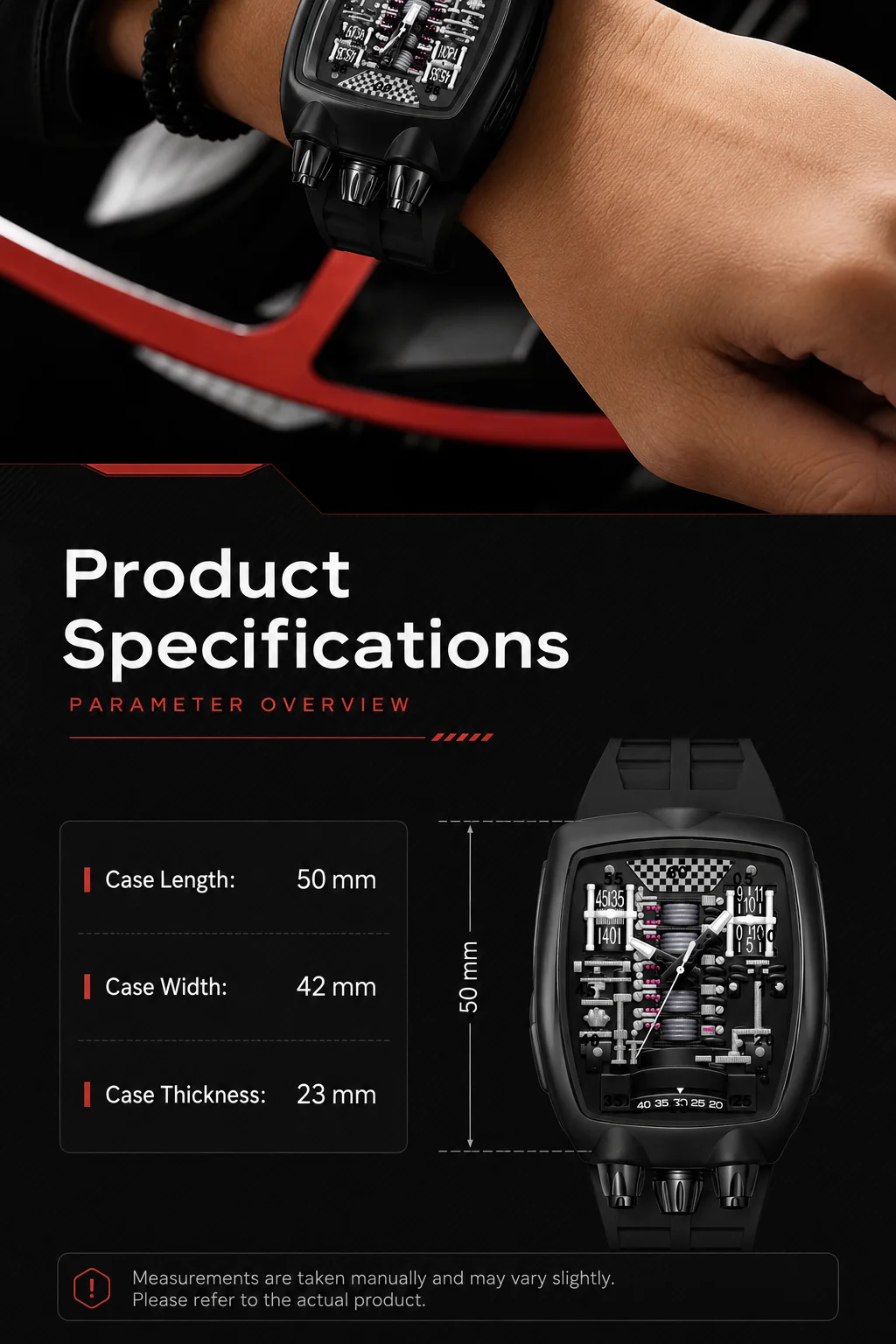 Engine Movement Quartz Watch Fashionable watch for men