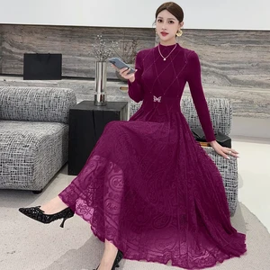 Miyake Pleated Dress Manufacturer - Wholesale Stretch-fitting Elegant Lace Plus-size Dresses