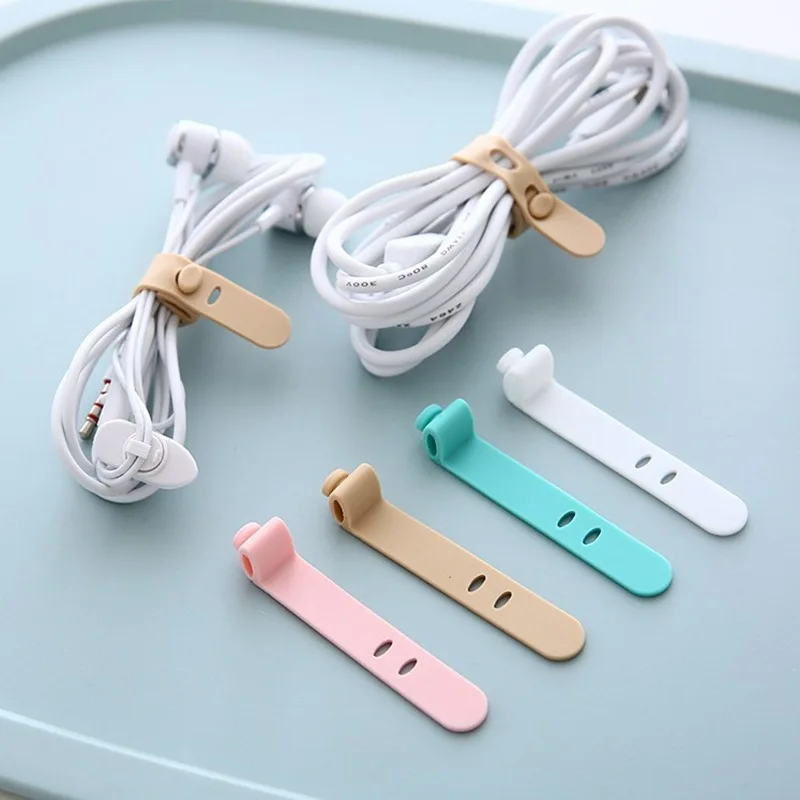 Anti-loss earphone storage silicone strap Strapping tape Cable organizer Clip collector cable organizer