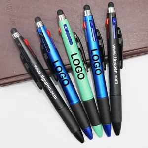 Colorful Promotional Plastic 3 Color Pen Custom logo Multicolor Stylus Touch Screen Ballpoint Pen