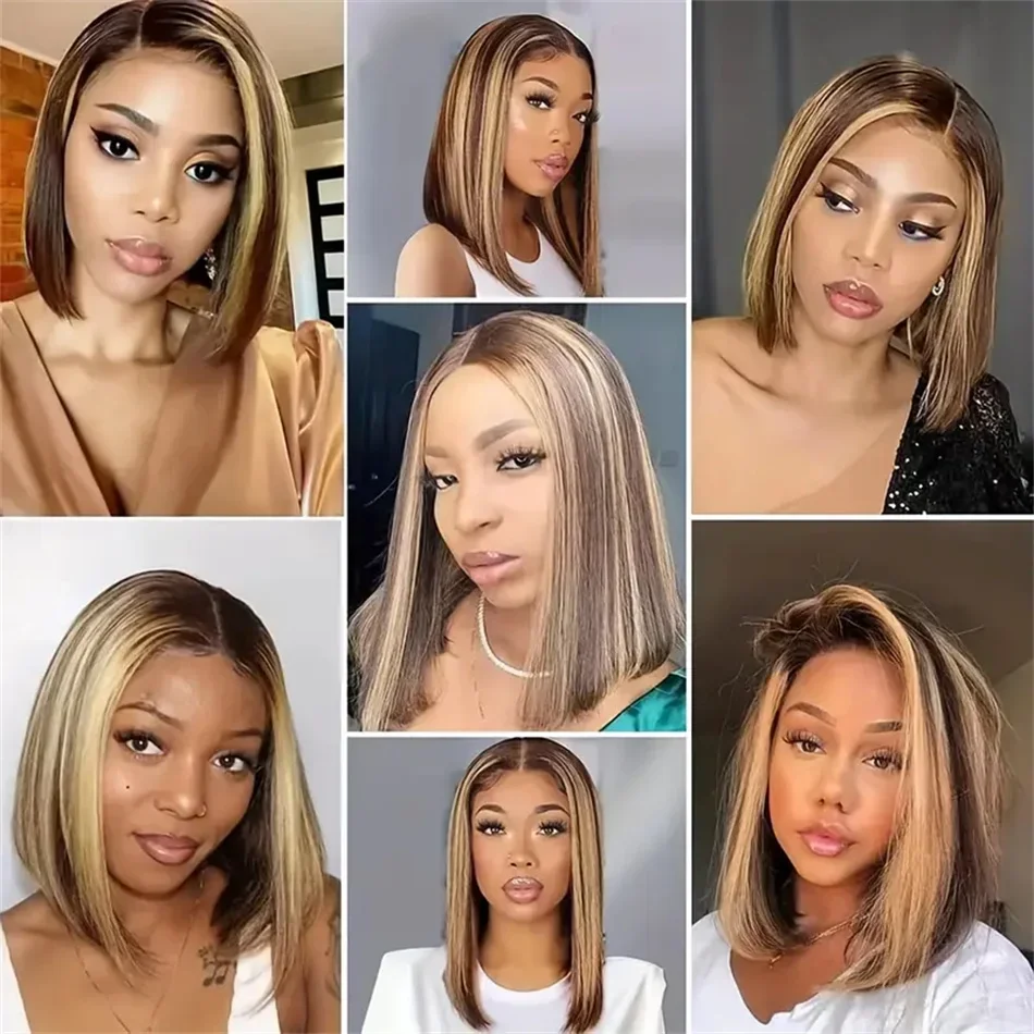 Bob Wigs Capelli umani 13X4 Pizzo Parrucche brasiliane lisce 100% capelli umani di qualità_voghion.com