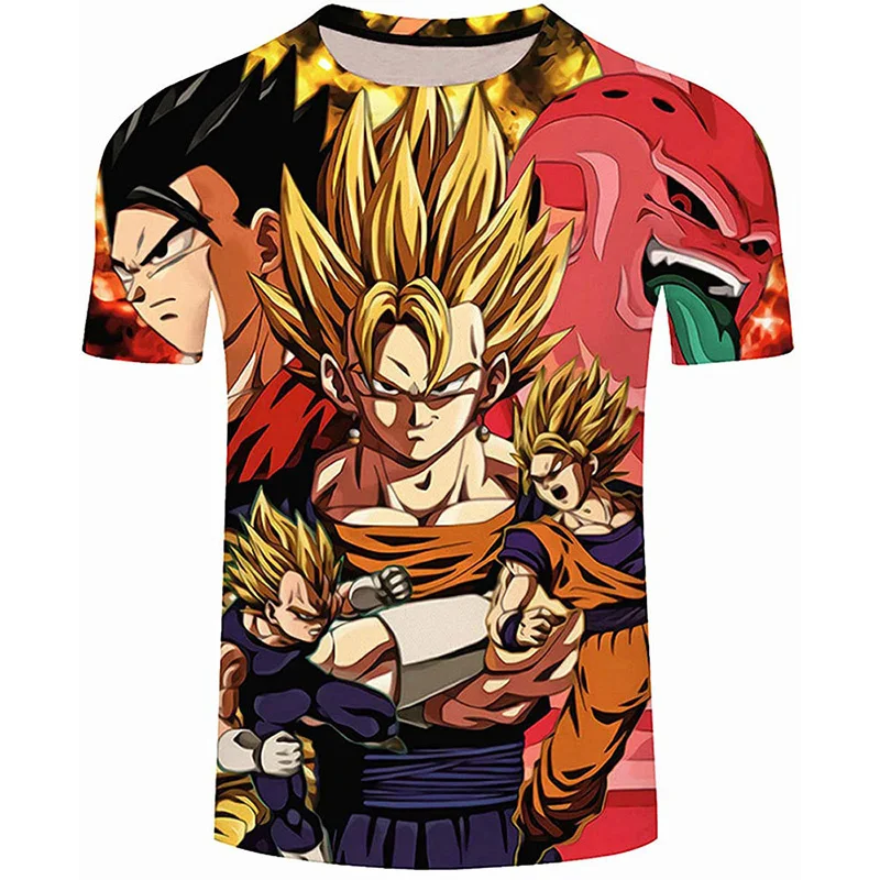 Custom Design Polyester Cotton Blend 3D Digital Printing Personalised t Shirts Anime T-shirt Cartoon Ball Dragon Shirt
