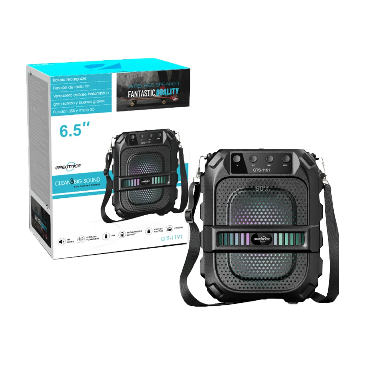 GTS-1191 Wireless FM Radio Speaker - 10W Portable Sound, Bluetooth