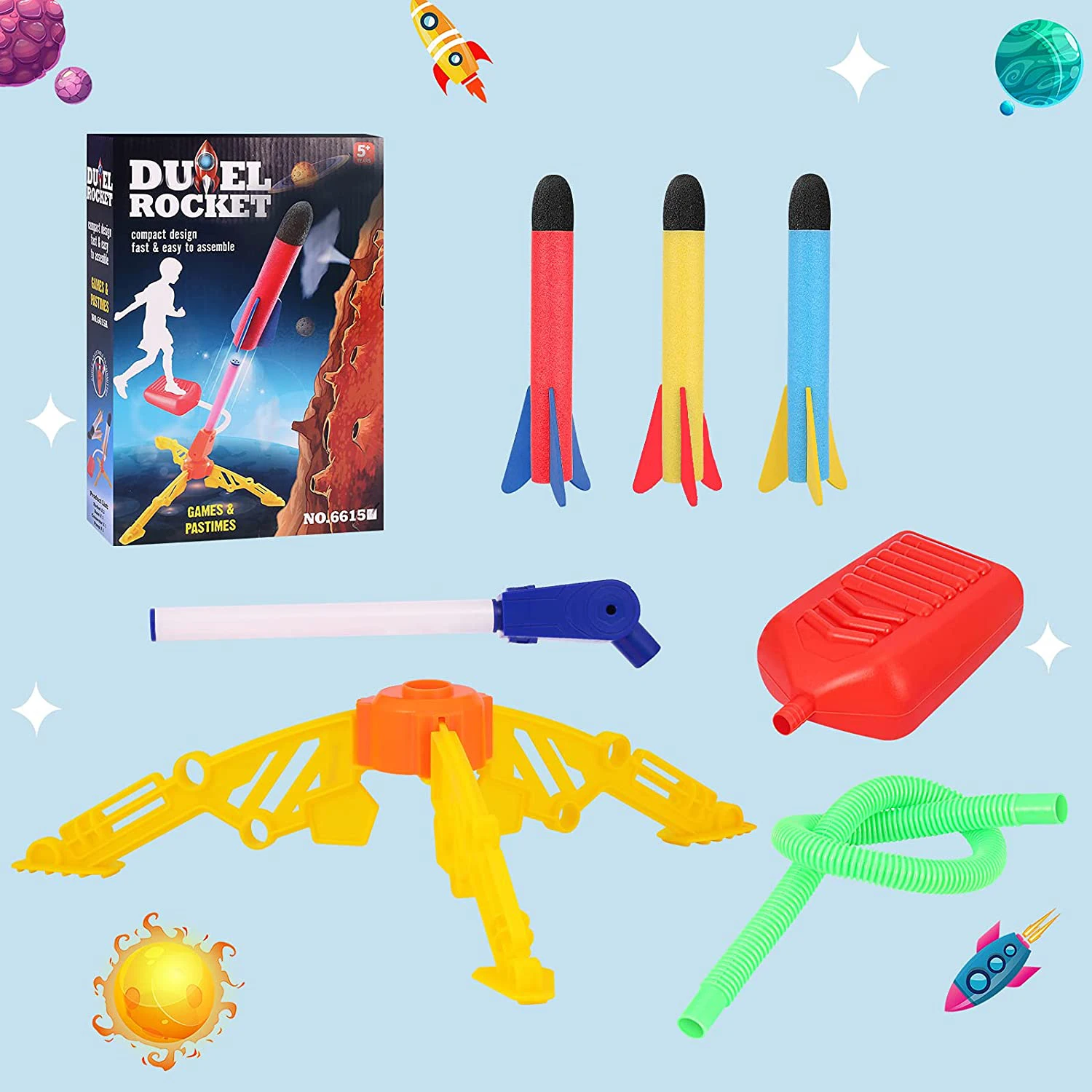 Rocket Launcher Toy Shoots Up To 100 Feet Foam Rockets And Sturdy ...