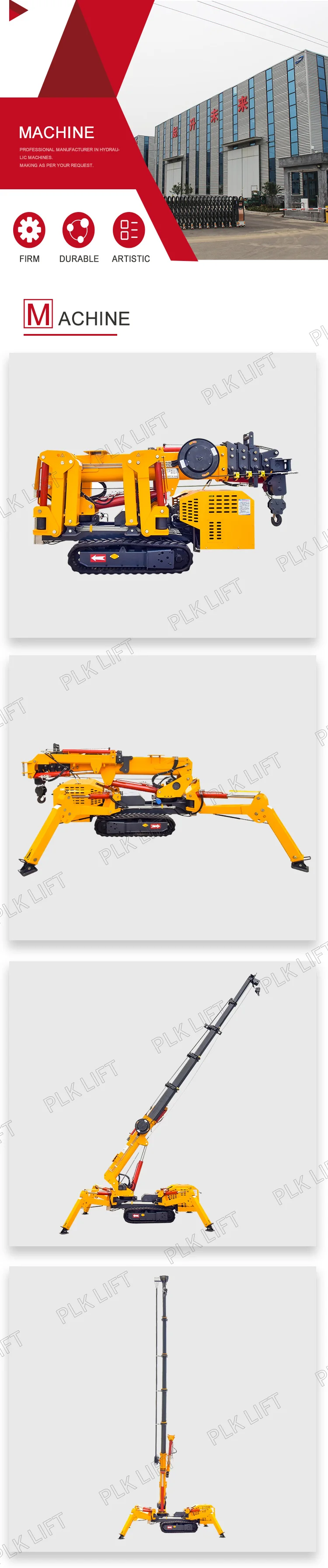 12 Ton Crawler Crane Spider Crane Hydraulic Boom Lift Mounted Arm ...