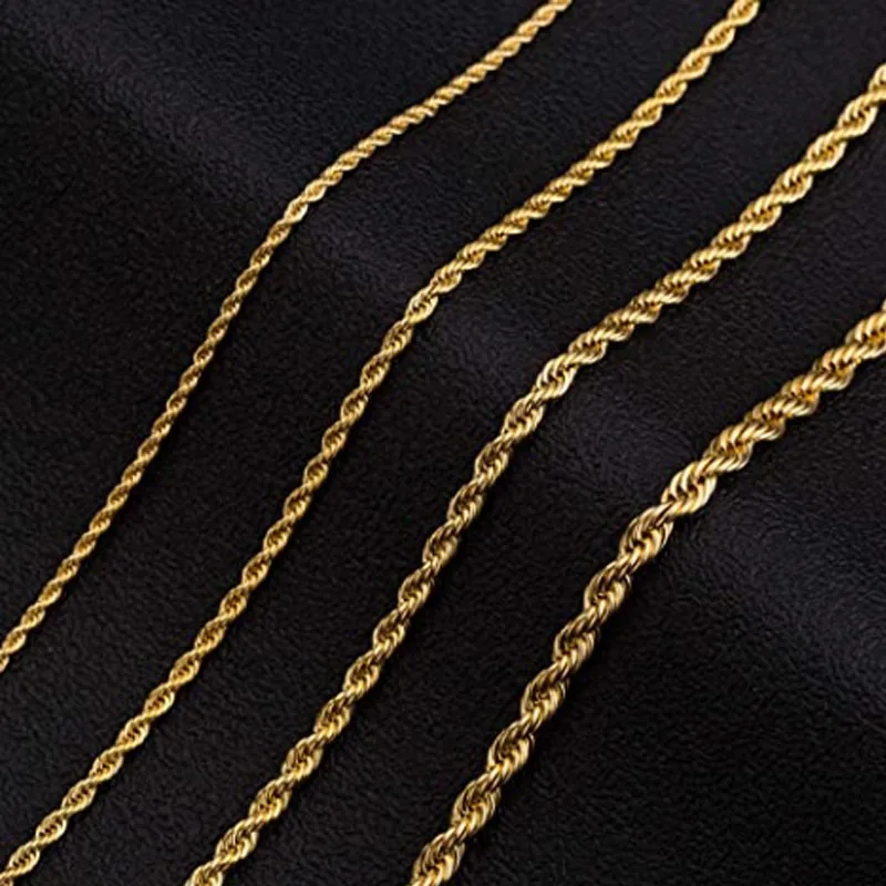 18k Real Gold Plated Rope Chain 2.5mm 