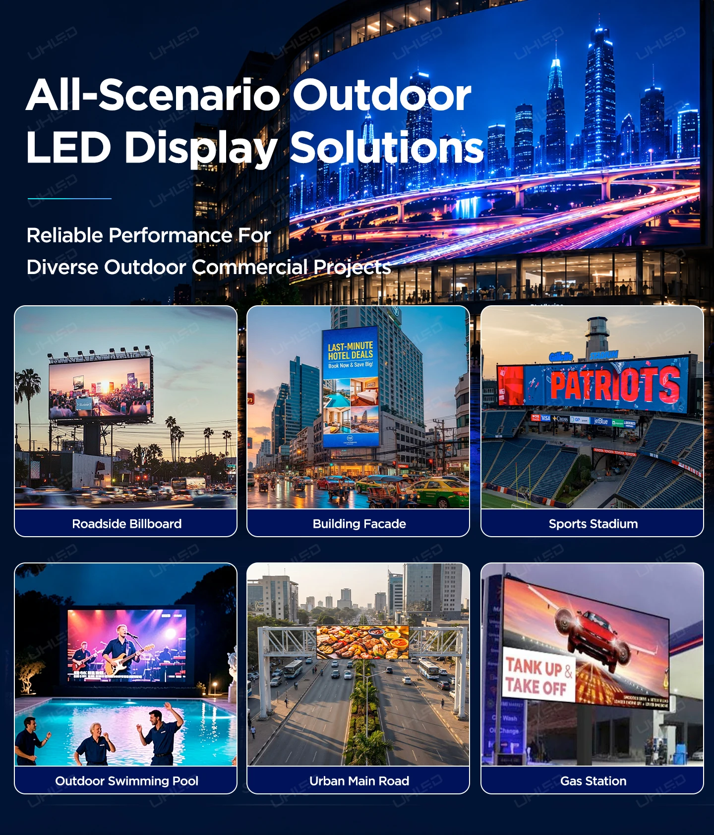 UHLED P5 P8 P10 LED Screen Outdoor High Brightness Digital LED Display Billboard Waterproof Led Display Screen for Advertising