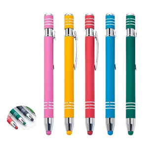 Retractable Aluminum Rod Ballpoint Pen Touchscreen Spray Glue Creative Capacitive Design Medium Oil Ink 1.0mm Writing Width Pen