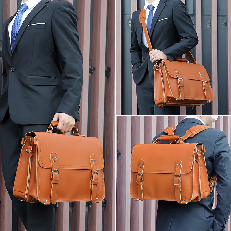 Luxury Genuine Leather Men's Laptop Briefcase Bag Oem