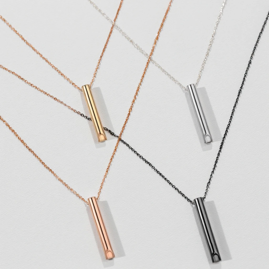 2026 Women's Classic Geometric Stainless Steel Stress Relief Whistle Necklace Meditation Mindful Breathing Link Chain Gift