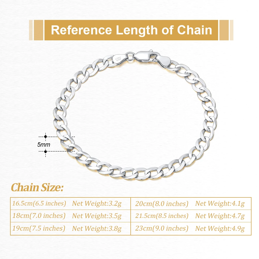 BSB123-5 RINNTIN 925 Sterling Silver Italian 5mm Solid Diamond-Cut Cuban  Link Chain Bracelet for Men Women, Made in Italy| Alibaba.com