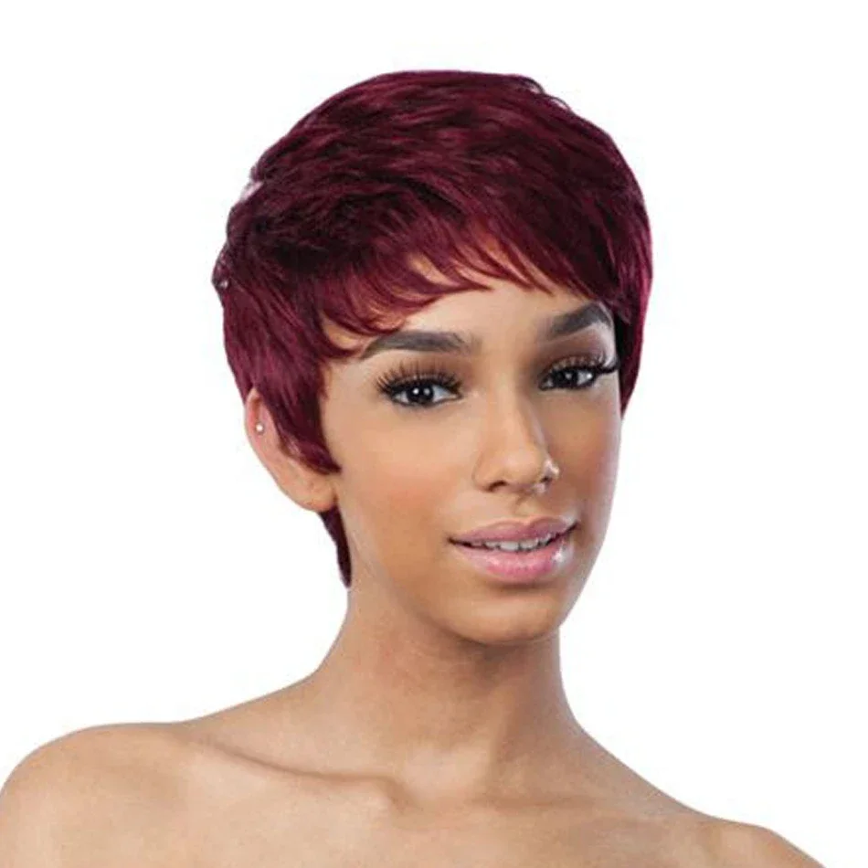 Short Brazilian Remy Human Hair Pixie Cut Bob Wigs for Women 99J.1B_voghion.com