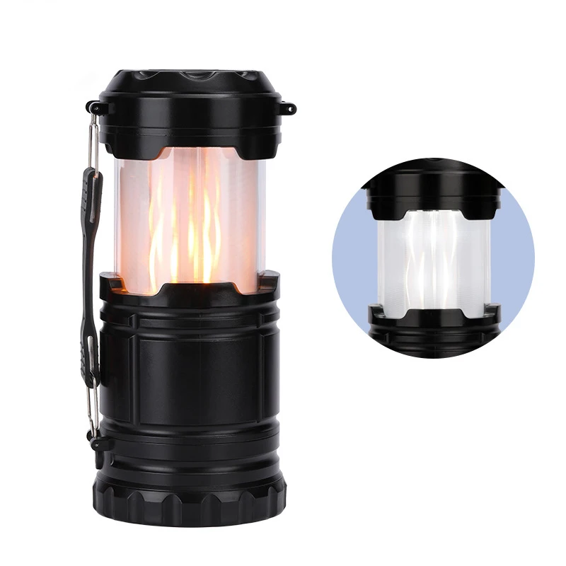 Dual Function Collapsible 3w COB LED IPX4 Waterproof Portable Flame  camping Lanterns