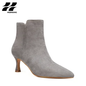 Women's High Heel Suede Pointed-Toe Stiletto Ankle Boots Zip Closure Winter Party Evening Footwear Trendy Fall/Winter Collection