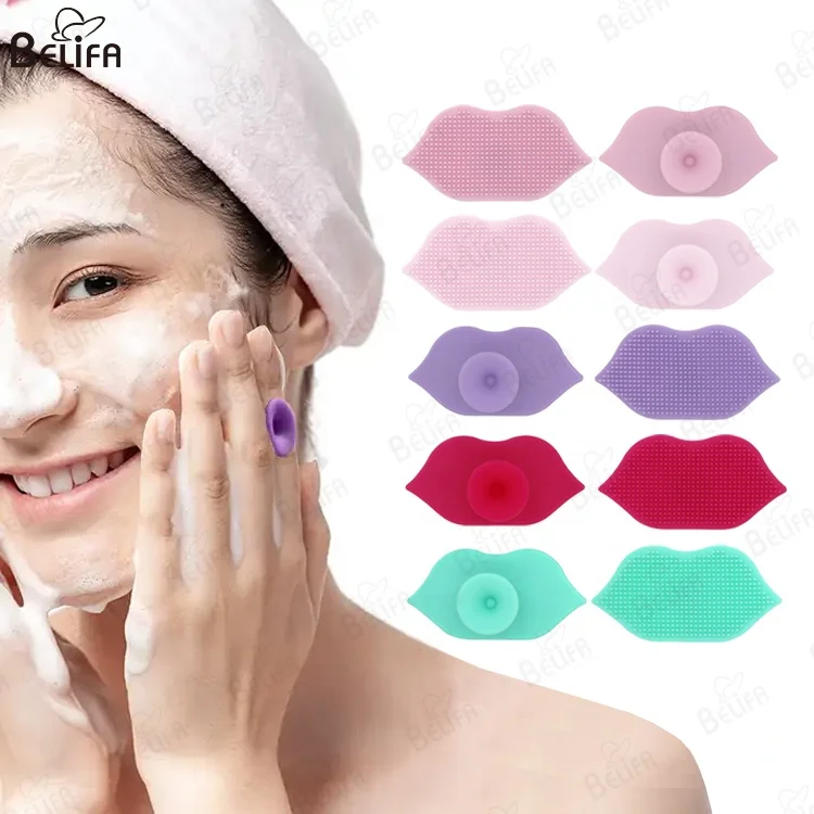 BELIFA Customized Makeup Cleaning Tools Mouth Shaped Exfoliating Brush Mini Silicone Lip Brush Face Scrubber Lip Shape Scrubber