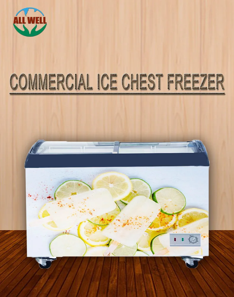 300l Ice Cream Deep Freezer Display Chest Freezer With Sliding Glass