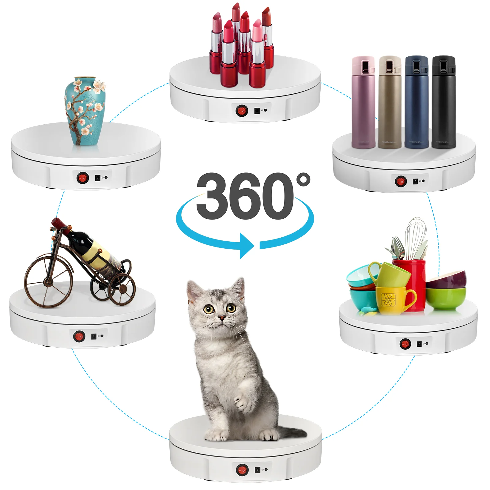 Turntable Display Stand Remote Control,360 Electric Rotating Machine with Adjustable Speed 30 CM for Display Jewelry Cakes Etc.