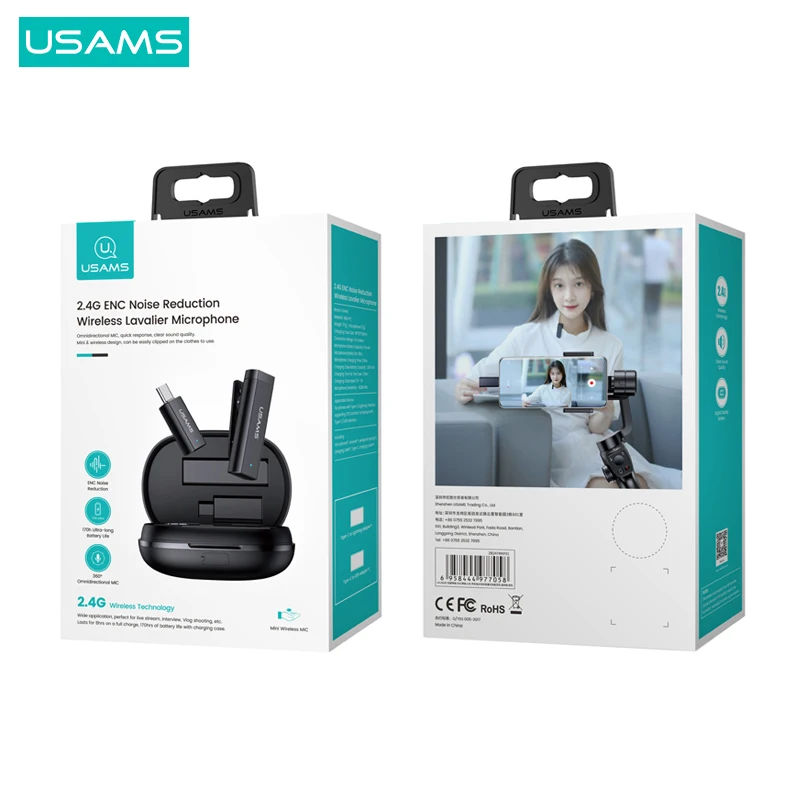 Популярная модель, перезаряжаемый беспроводной микрофон USAMS 2,4g, беспроводной микрофон для пения