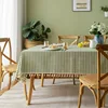 Green mini plaid tassel cotton and linen