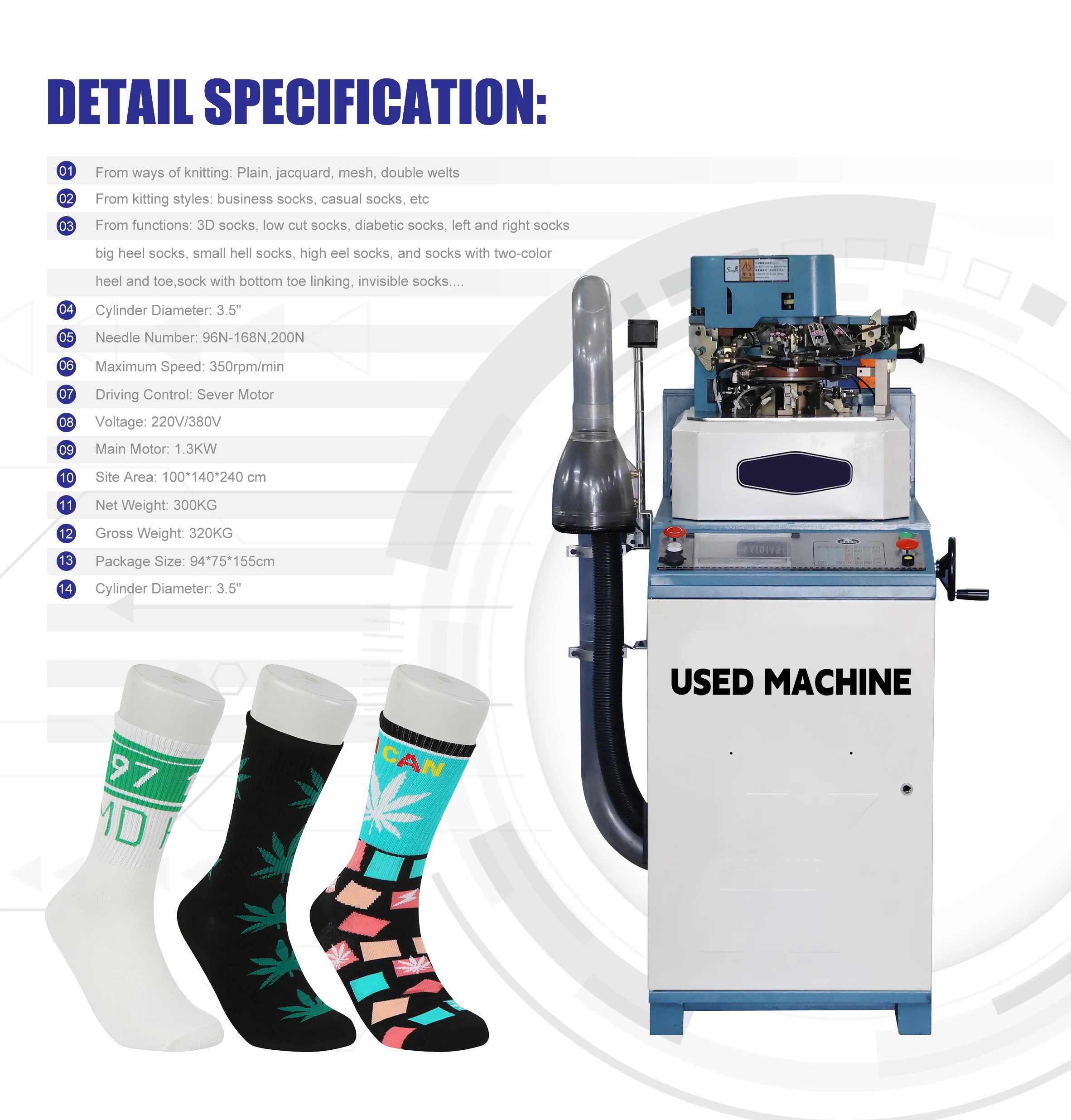 Automatic Computer Sock Making Machine Industrial Used Socks Knitting Machine