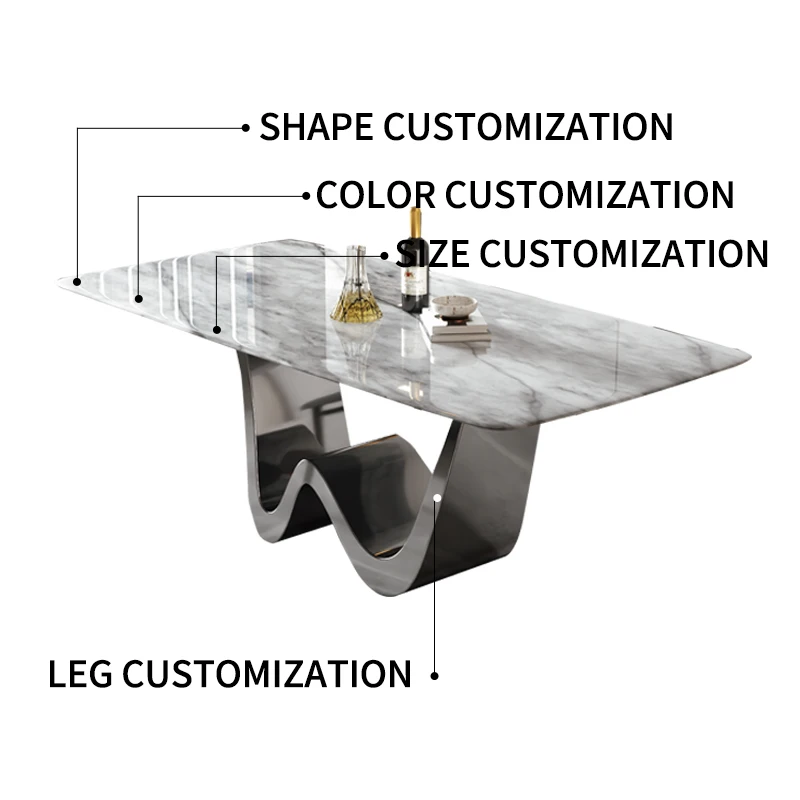 Skin Small Table Modern Luxury Customized Rectangular Metal Stone Dinning Tables Skin ...