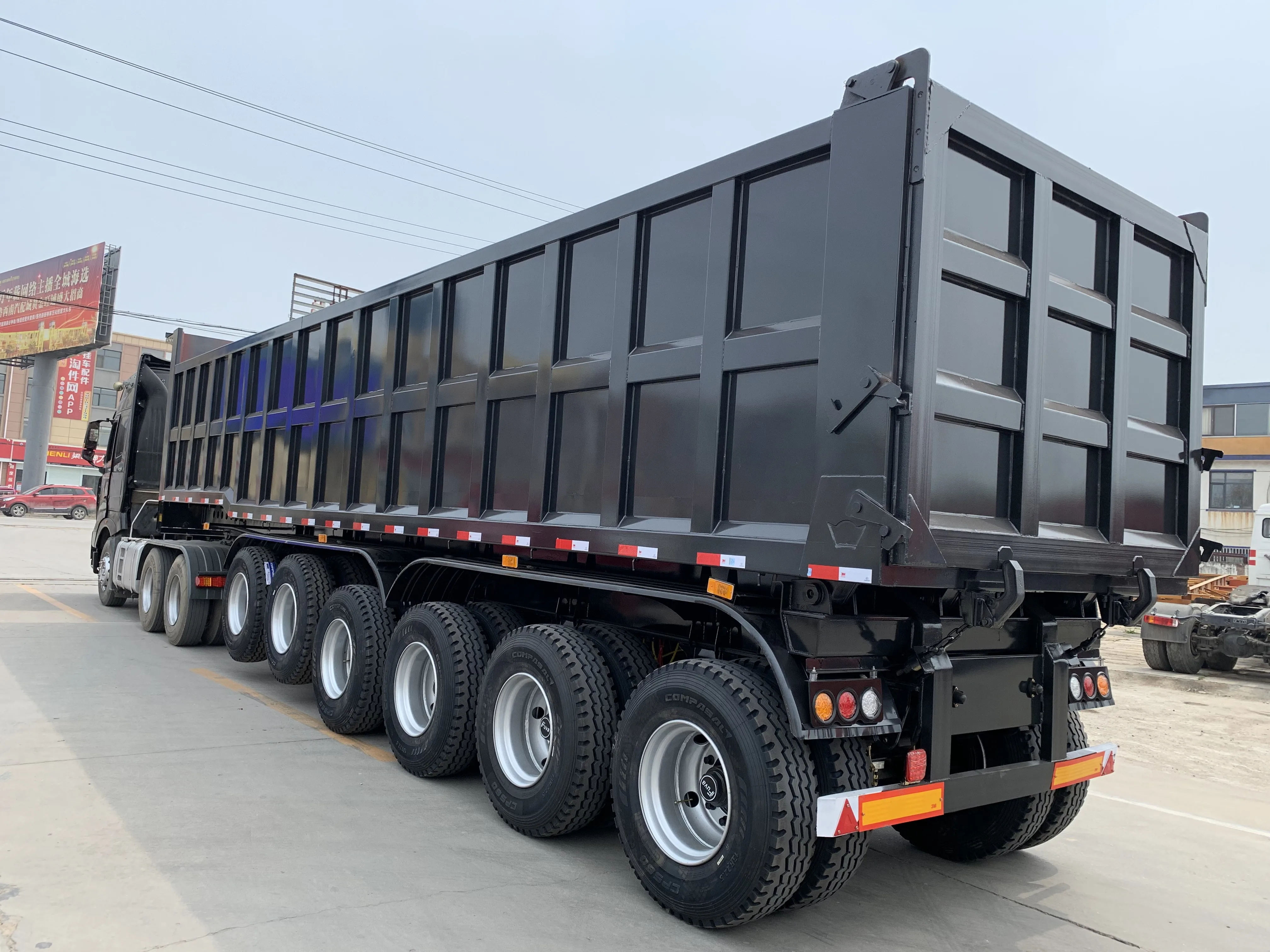 Four Axles Tons Cbm Self Tipping Dump Truck Semi Trailer Price Used Rear Tipper Trailer