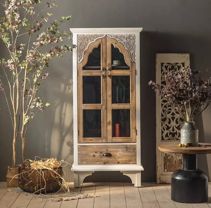 Антикварные художественные декоративные шкафы дверные Угловые ящики винтажные кедровые для