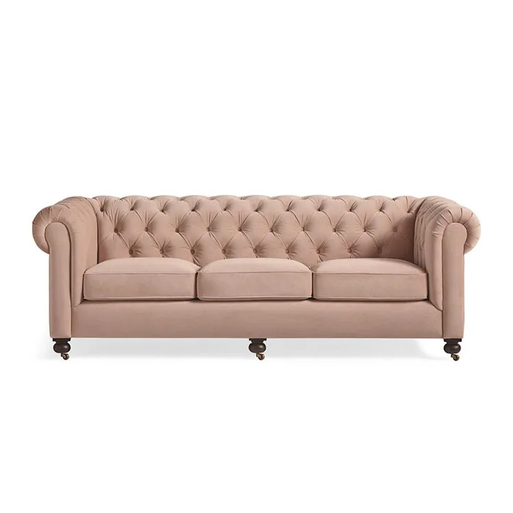Luxury Pink Chesterfield Sofa Furniture House Couch Living Room Modern  Sectional Velvet Fabric Sofa Set 2022