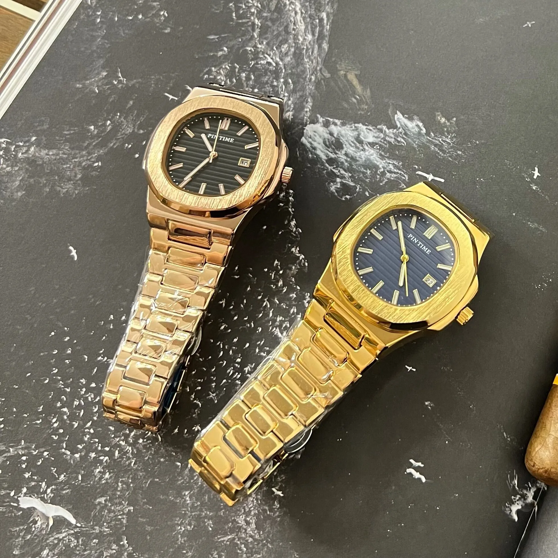 Personalizable China Diseño Cuarzo Elegante Oro Unisex Vintage Acero Banda  Negocios Fecha Pantalla Lujo Impermeabilización Reloj