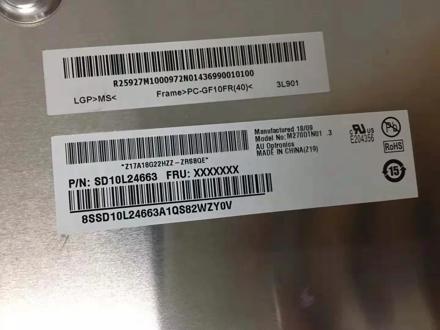 Schermo Portatile AU Optronics B116XTN01.0 11.6 Pollici LED Matte 30 Pin