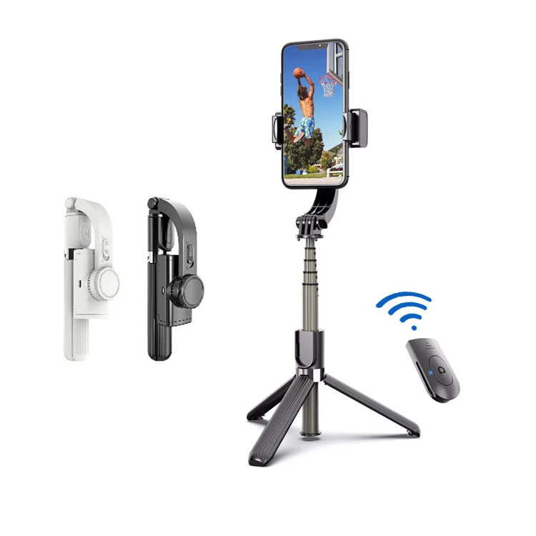 4 ב 1 Extendable Remote 360 rotation Single-axis Handheld gimbal smartphone selfie stick stabilizer